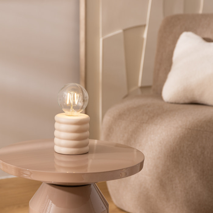Lampe à poser LED Perry céramique beige H19cm