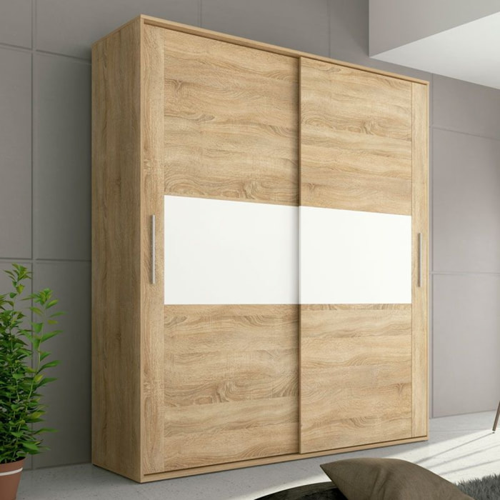 Armario de puertas correderas y gran capacidad en cambria y blanco 180x207,6 cm Uniq Cambria - Blanco