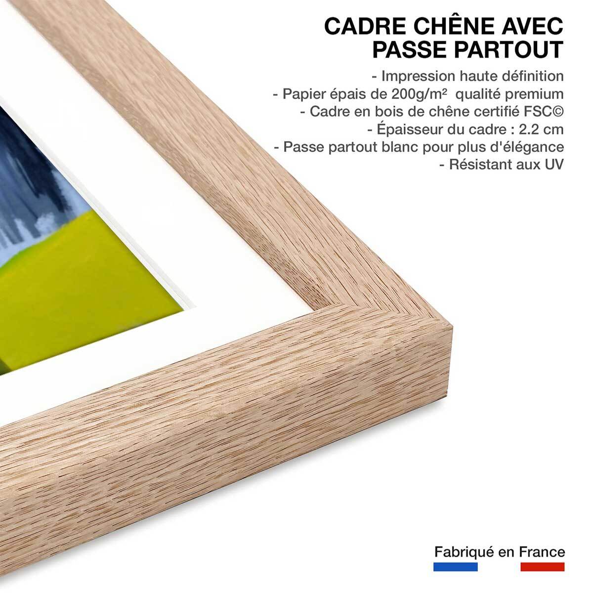 Affiche collage nu cubique Affiche + cadre en bois - Chêne
