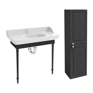 Console Cléo 1889 avec plan vasque 3 trous + colonne droite + siphon chromé