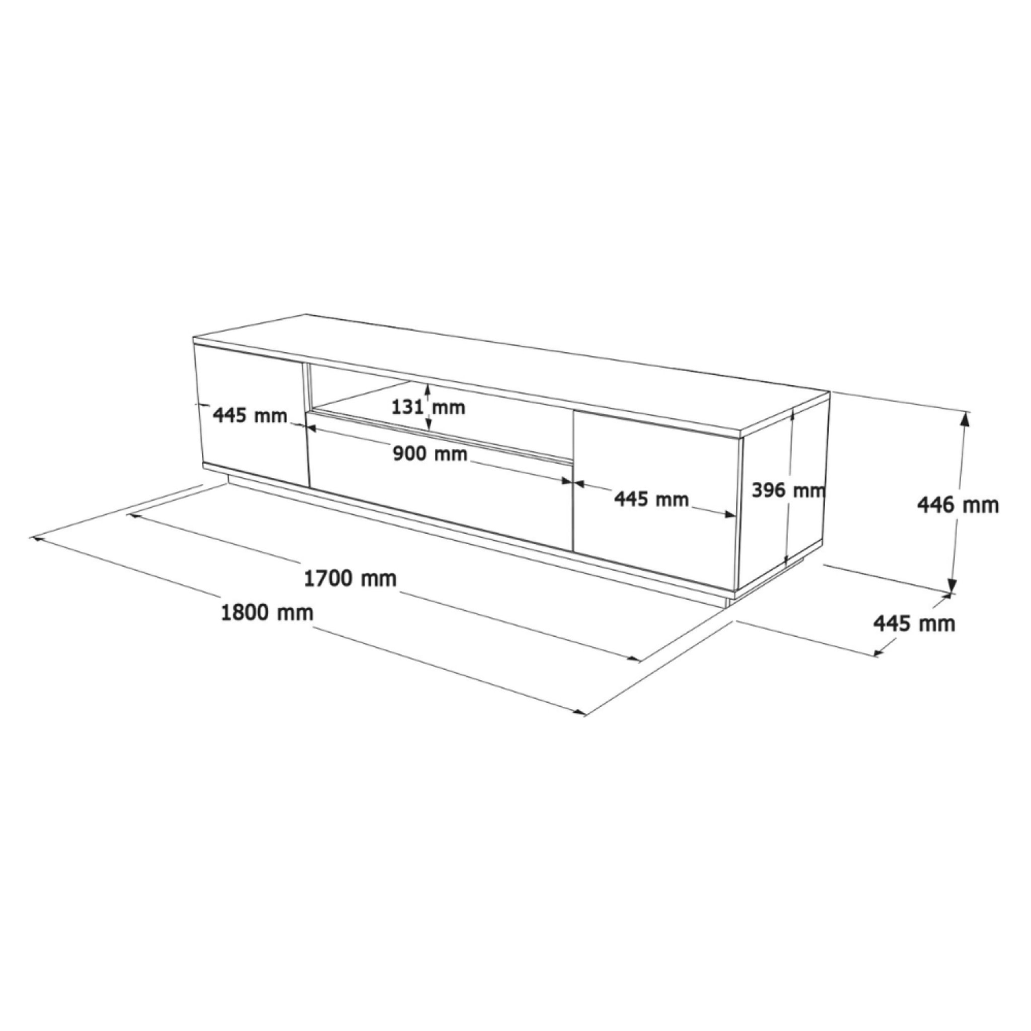 Meuble TV blanc et bois 180cm ROAT