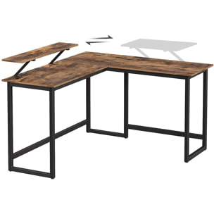 Scrivania angolare a L in stile industriale con supporto monitor