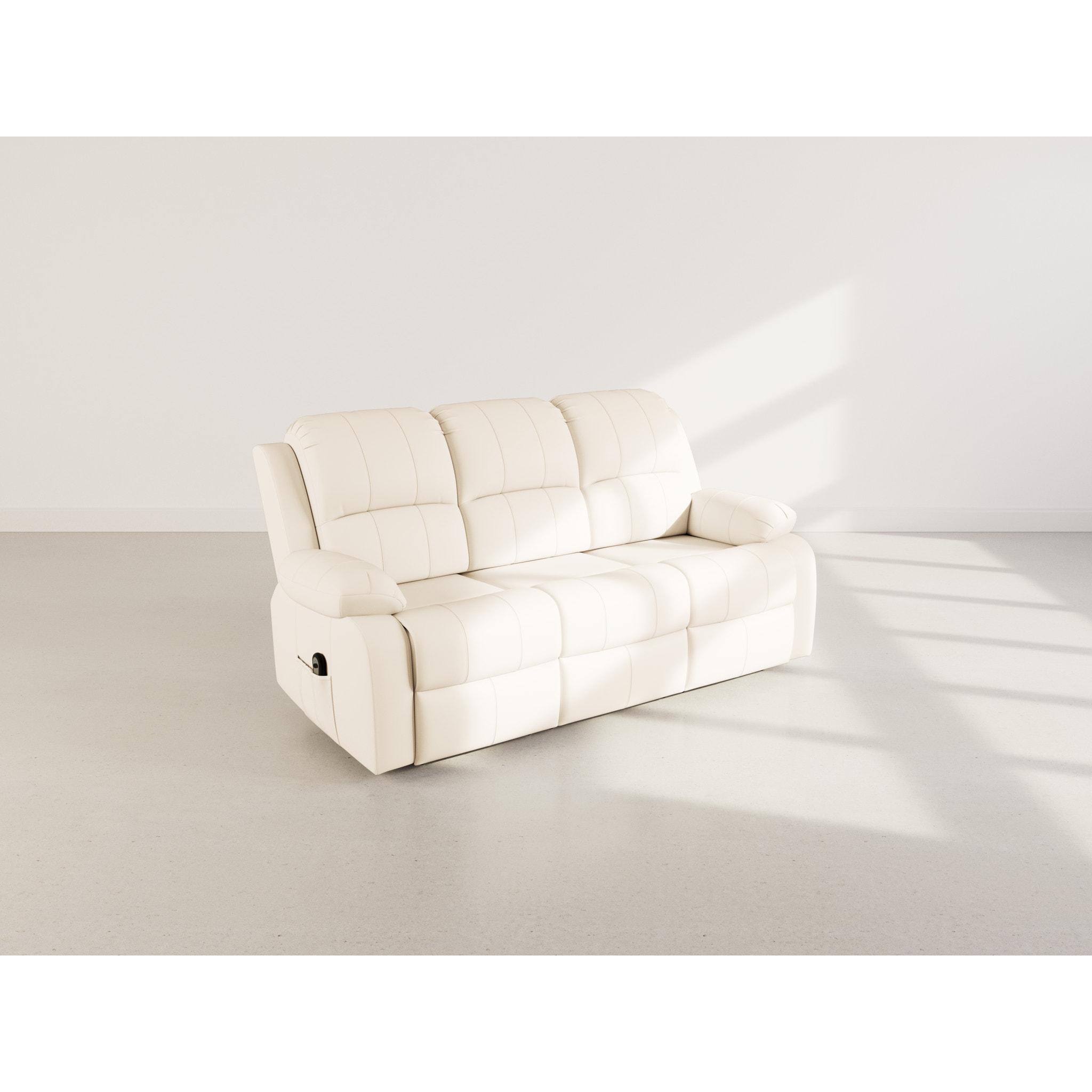 Armand - Canapé 3 places relax électrique en simili - Beige