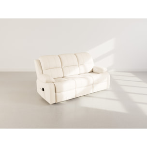 Armand - Canapé 3 places relax électrique en simili - Beige