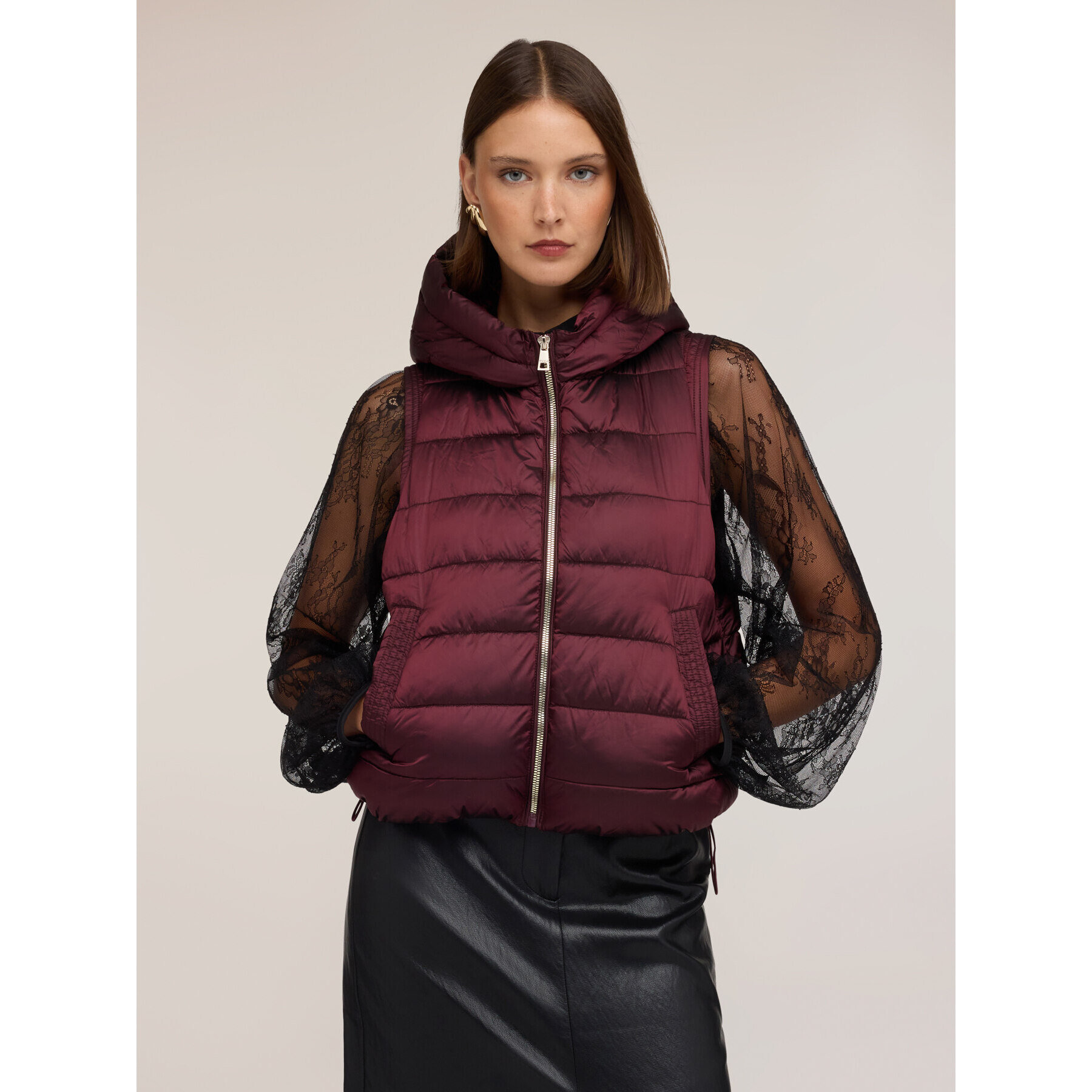 Motivi - Gilet con cappuccio imbottito - Viola