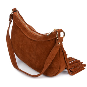 Barlassina borsa a tracolla Donna. Pelle autentica Scamosciata, con frange.