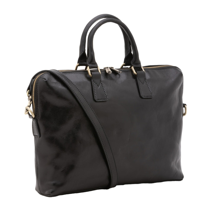 Borsa da lavoro uomo in vera pelle - Modello False - Made in Italy - 37.0 x 27.0 x 6.0 cm