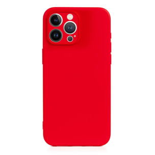 DAM Custodia Essential in silicone con protezione per fotocamera per iPhone 13 Pro Max. Interno in morbido velluto. 8,09x1,04x16,36 cm. colore rosso