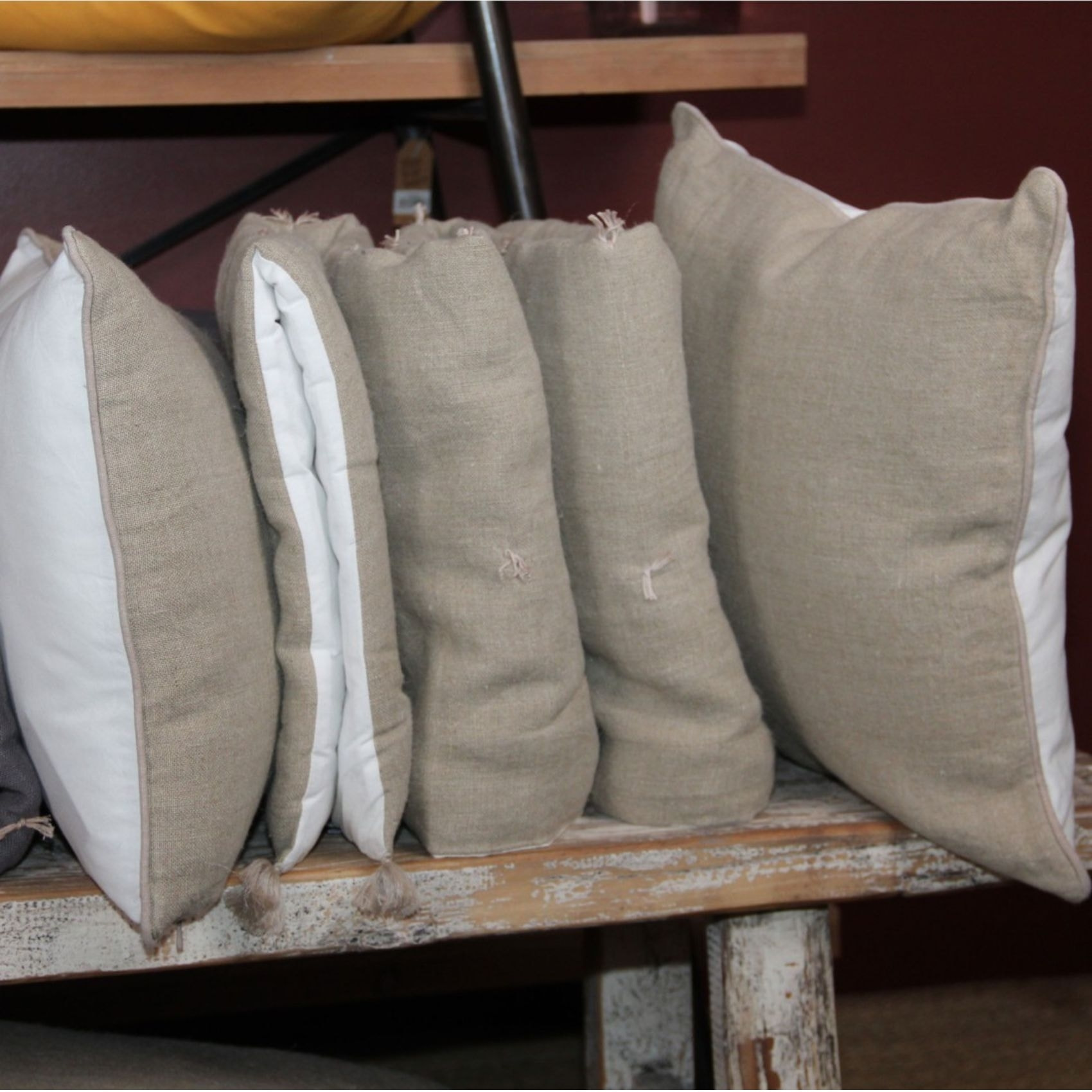 Coussin lin et coton bourdon - Beige