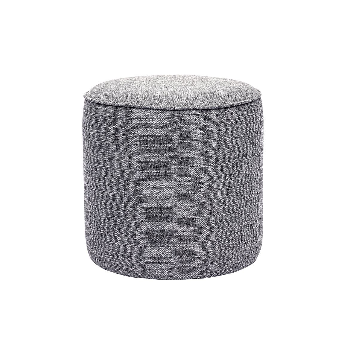 Pouf rond en tissu gris clair D40 cm PAUL