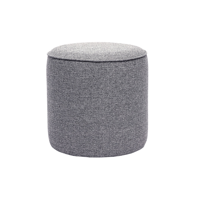 Pouf rond en tissu gris clair D40 cm PAUL
