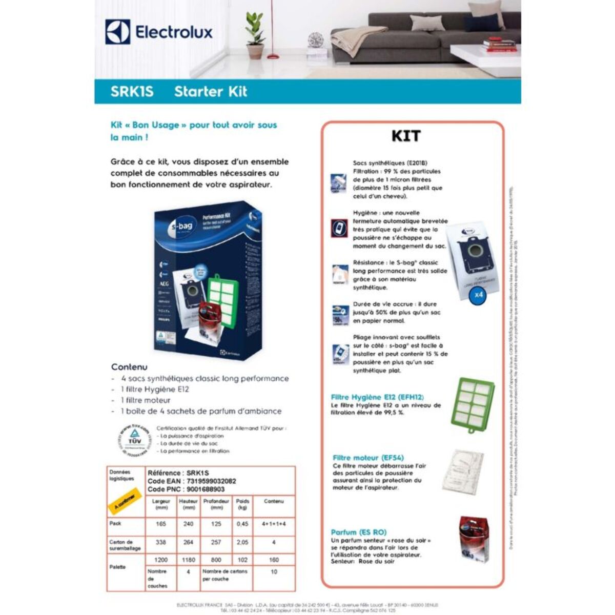 Sac aspirateur ELECTROLUX SRK1 S Bag Performance Kit
