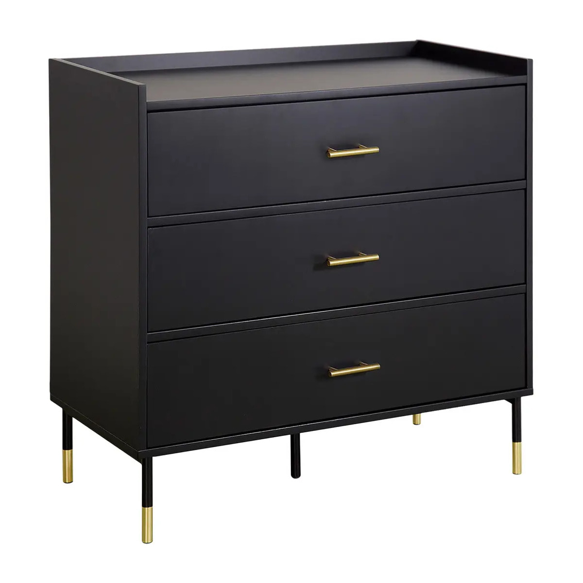 Commode "Tedy" - 3 tiroirs - bois et métal - noir