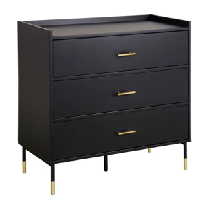 Commode "Tedy" - 3 tiroirs - bois et métal - noir