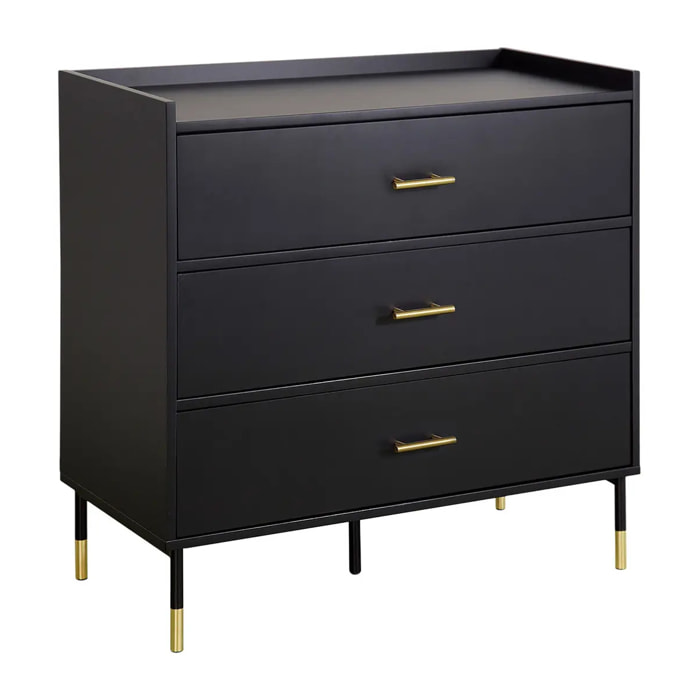 Commode "Tedy" - 3 tiroirs - bois et métal - noir