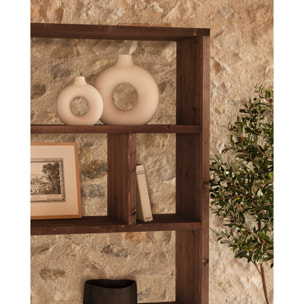 Estantería de madera maciza tono nogal de 180x140cm Alto: 180 Largo: 140 Ancho: 35