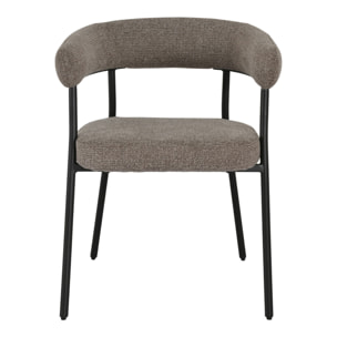Set 2 sedie da pranzo Trivio in tessuto marrone con gambe in acciaio grigio