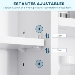 Armario de Baño con Espejo Armario de Pared Mueble de Baño Colgar con Puerta Estantes Abiertos 100x15x70 cm Blanco