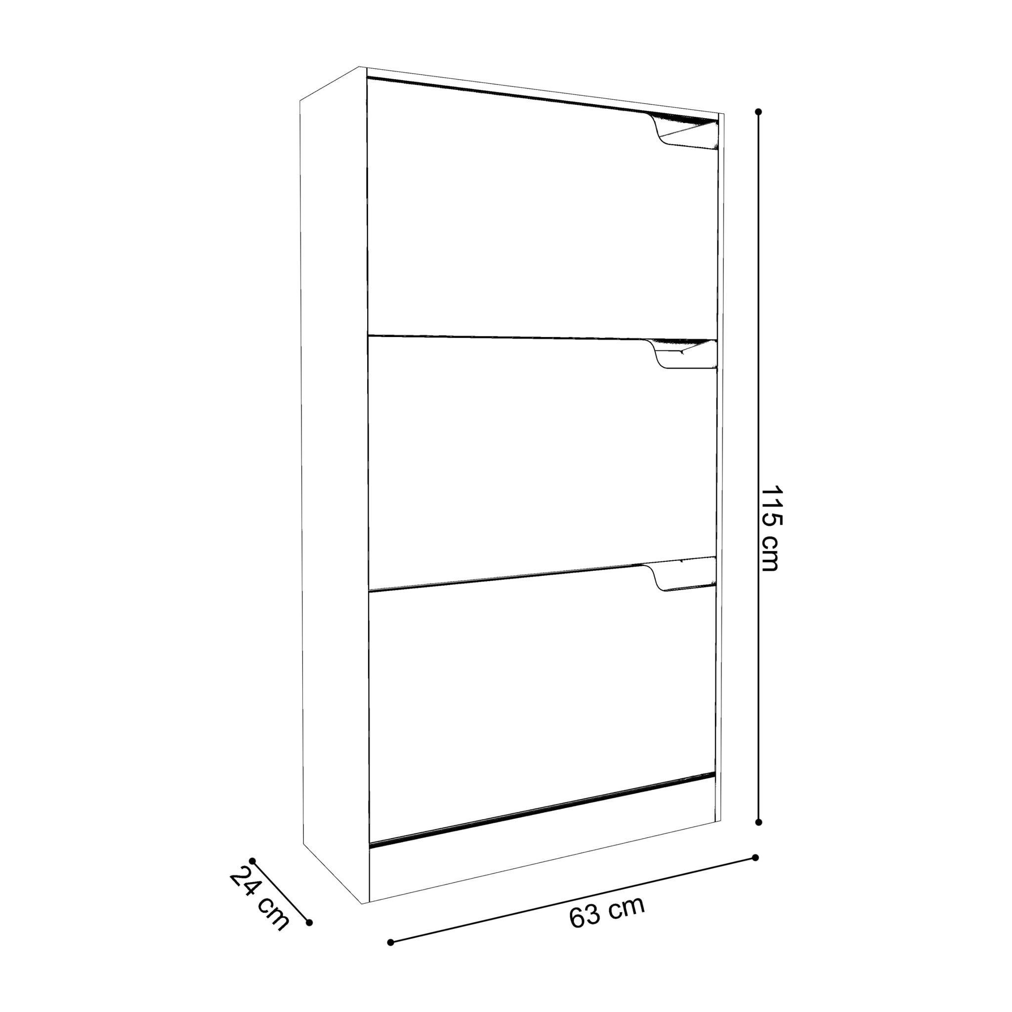 Scarpiera Portascarpe 3 Ante In Legno MDF Salvaspazio A Ribalta Maniglie A Scomparsa Per Ingresso Soggiorno Casa Camera 115x24x63 Cm Nero