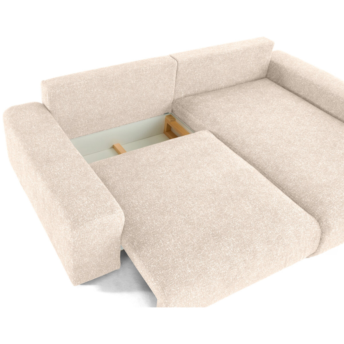 Spice - canapé d'angle réversible 4 places convertible avec coffre en tissu moucheté - Beige