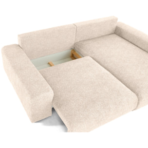 Spice - canapé d'angle réversible 4 places convertible avec coffre en tissu moucheté - Beige