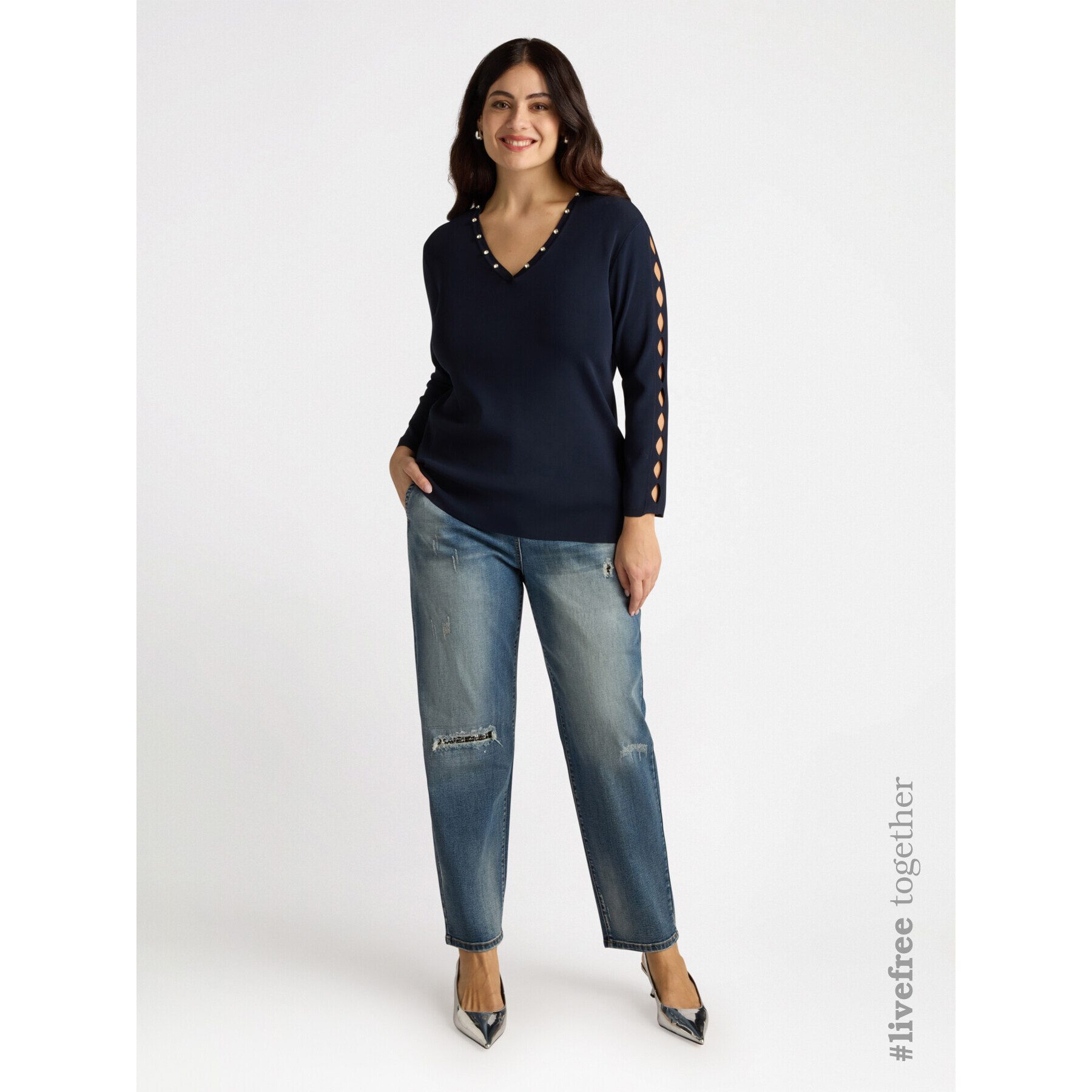 Fiorella Rubino - Jeans balloon con strappi - Blu