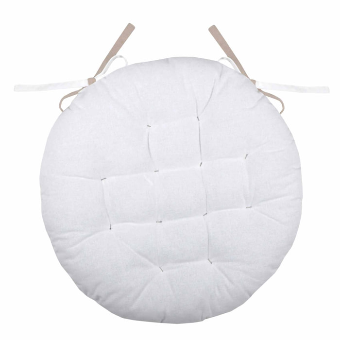 Galette de chaise ronde et bicolore - Ecru
