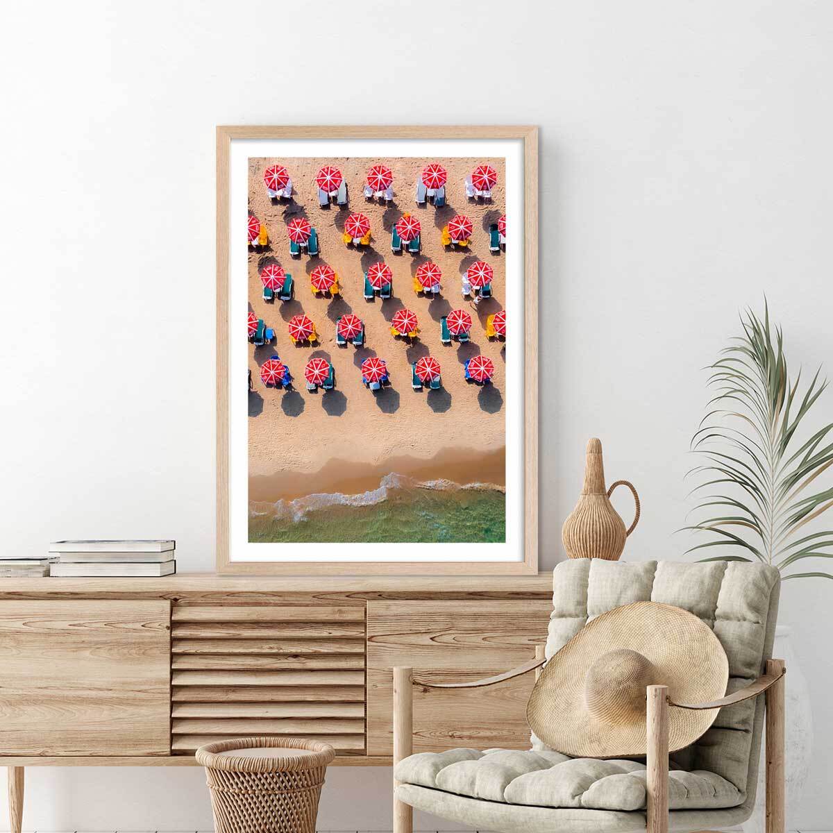 Poster cherry sun Affiche + cadre en bois - Chêne