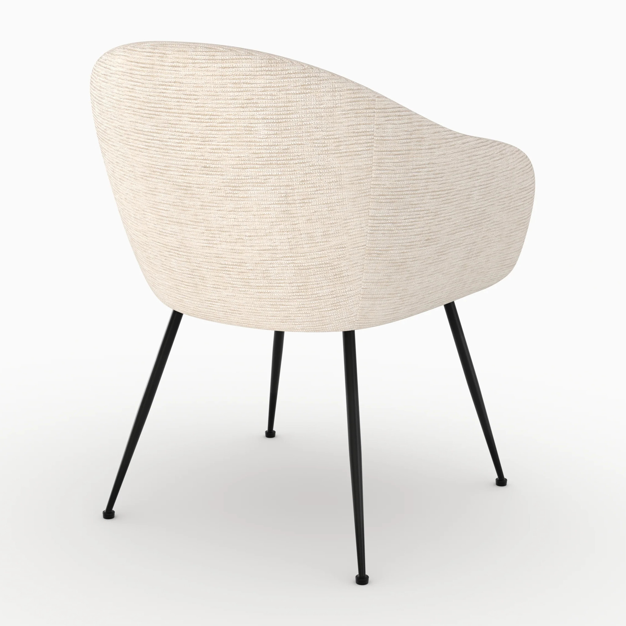 Fauteuil en tissu blanc chiné et pieds en métal noir - Socky