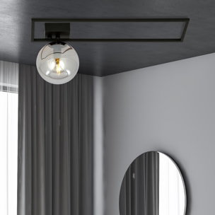 Lampada da soffitto Imago in acciaio nero e vetro grafite