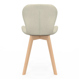 Chaises Gatsby en tissu beige et pieds bois - lot de 6