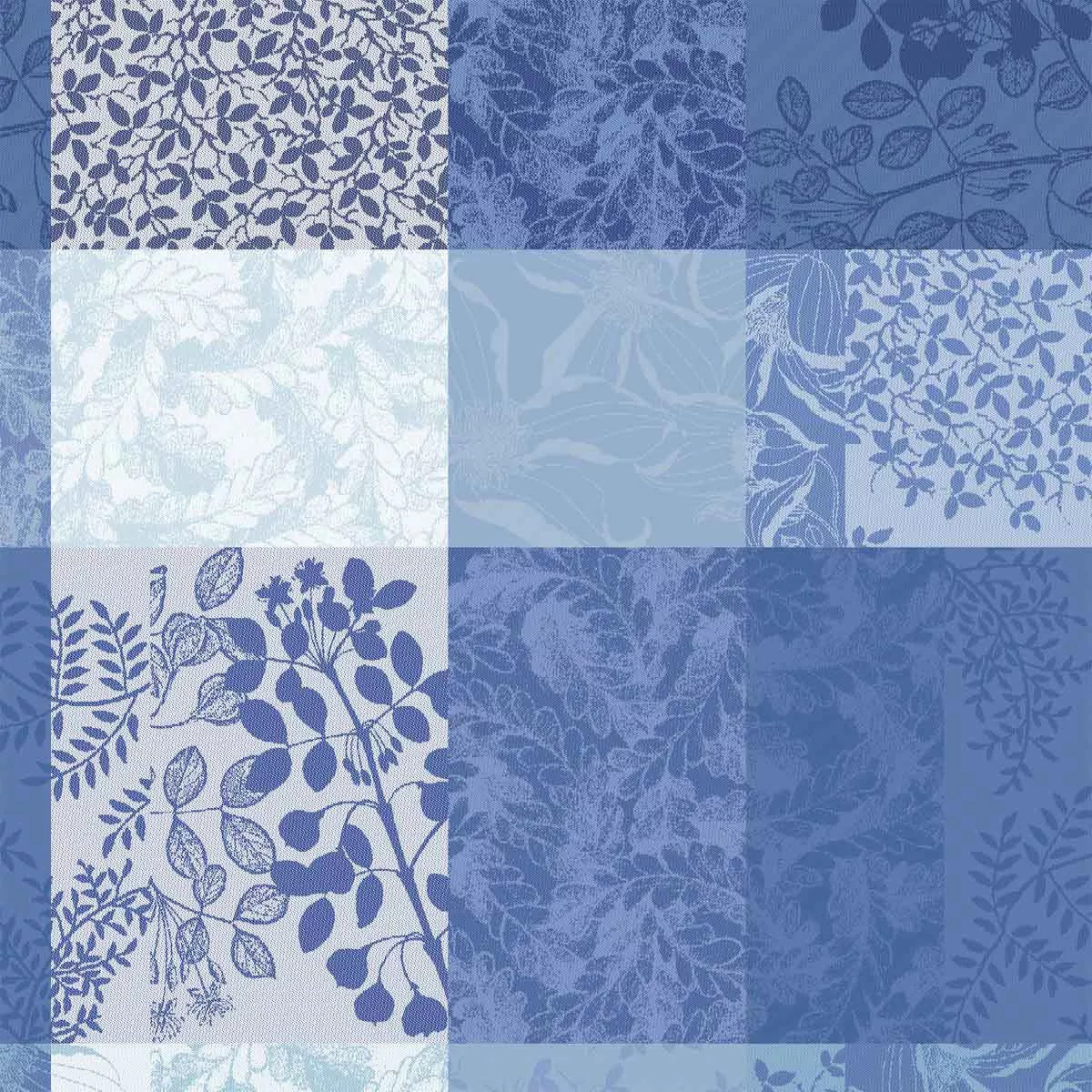 Serviette pur coton motif jacquard bleu Mille rameaux bleu