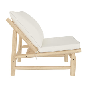 Fauteuil de jardin en teck et coussins blanc cassé - Makam