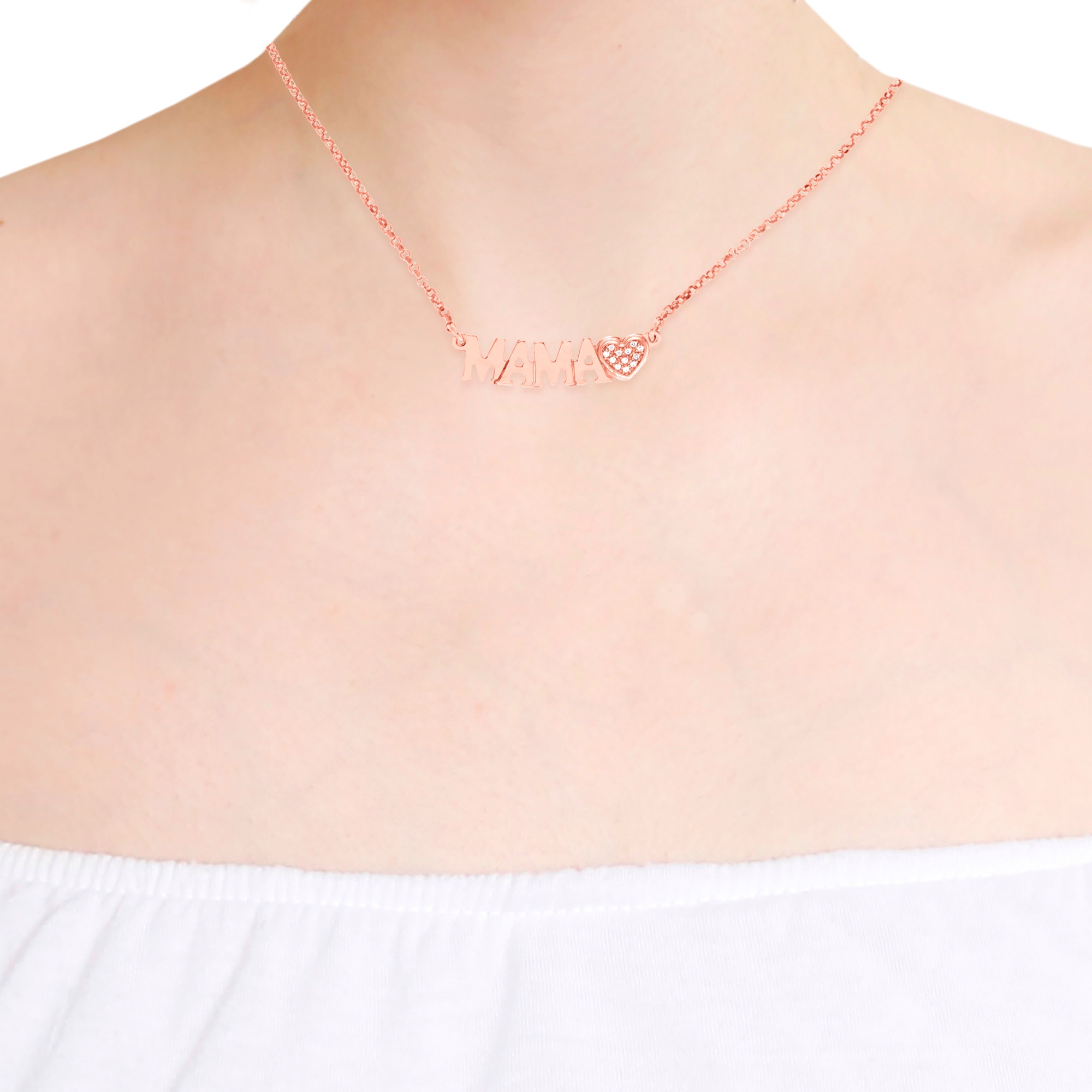 Collar de Plata de Ley 925 con inserción de colgante MAMA+ Circonita