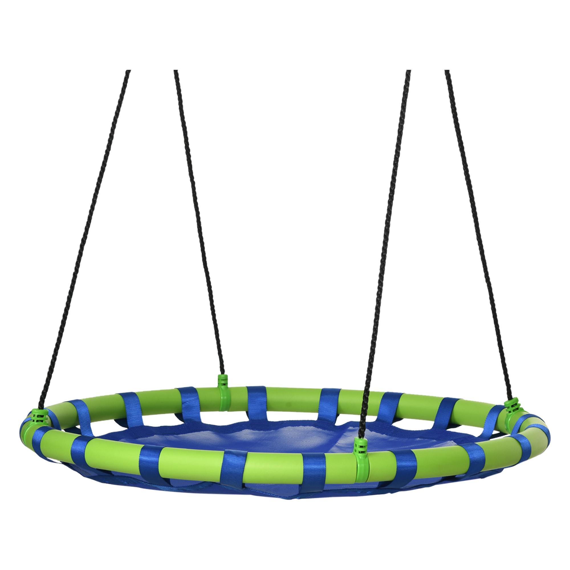 Columpio Infantil Nido con Altura Ajustable Columpio Redondo de Árbol para Niños de 3-8 Años Carga 150 kg para Exterior Ø100x120-180 cm Azul