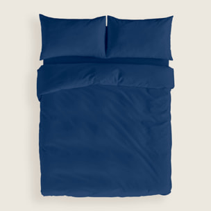 Naturals - Funda Nórdica Lisa - Cierre con botones - 100% Algodón - Incluye 1/2 Fundas de Almohada - Azul