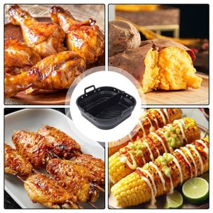 Stampo in silicone pieghevole, rettangolare, con manici, speciale per friggitrice ad aria 22x23 cm. Commestibile.