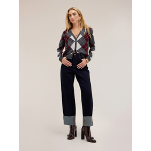 Motivi - Jeans cropped a vita alta con risvolto - Blu
