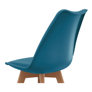 Chaises Nordia bleu canard pieds bois - lot de 2