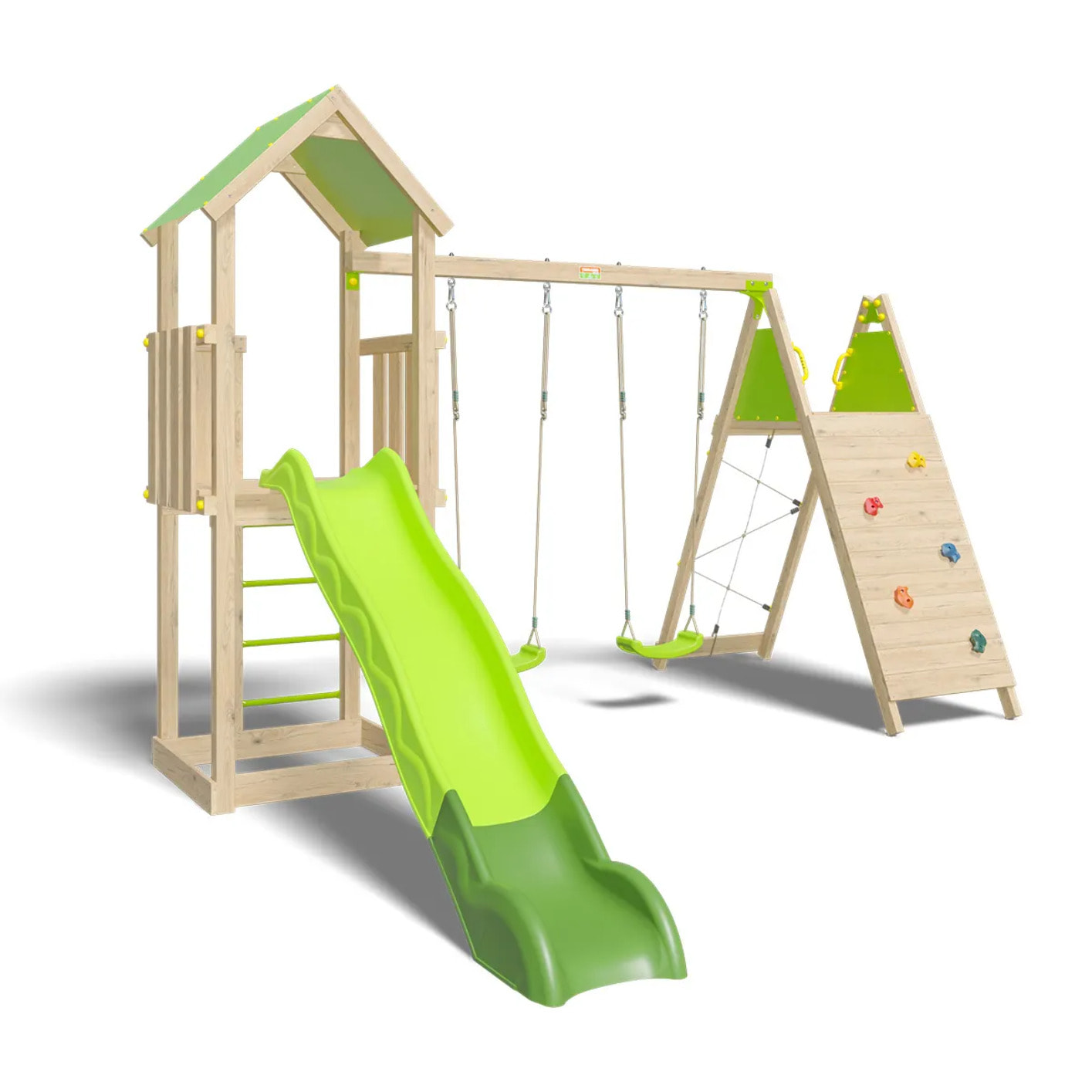 Aire de jeux bois 2,20 m OLYMPIA XPERIENCE vert - 9 enfants