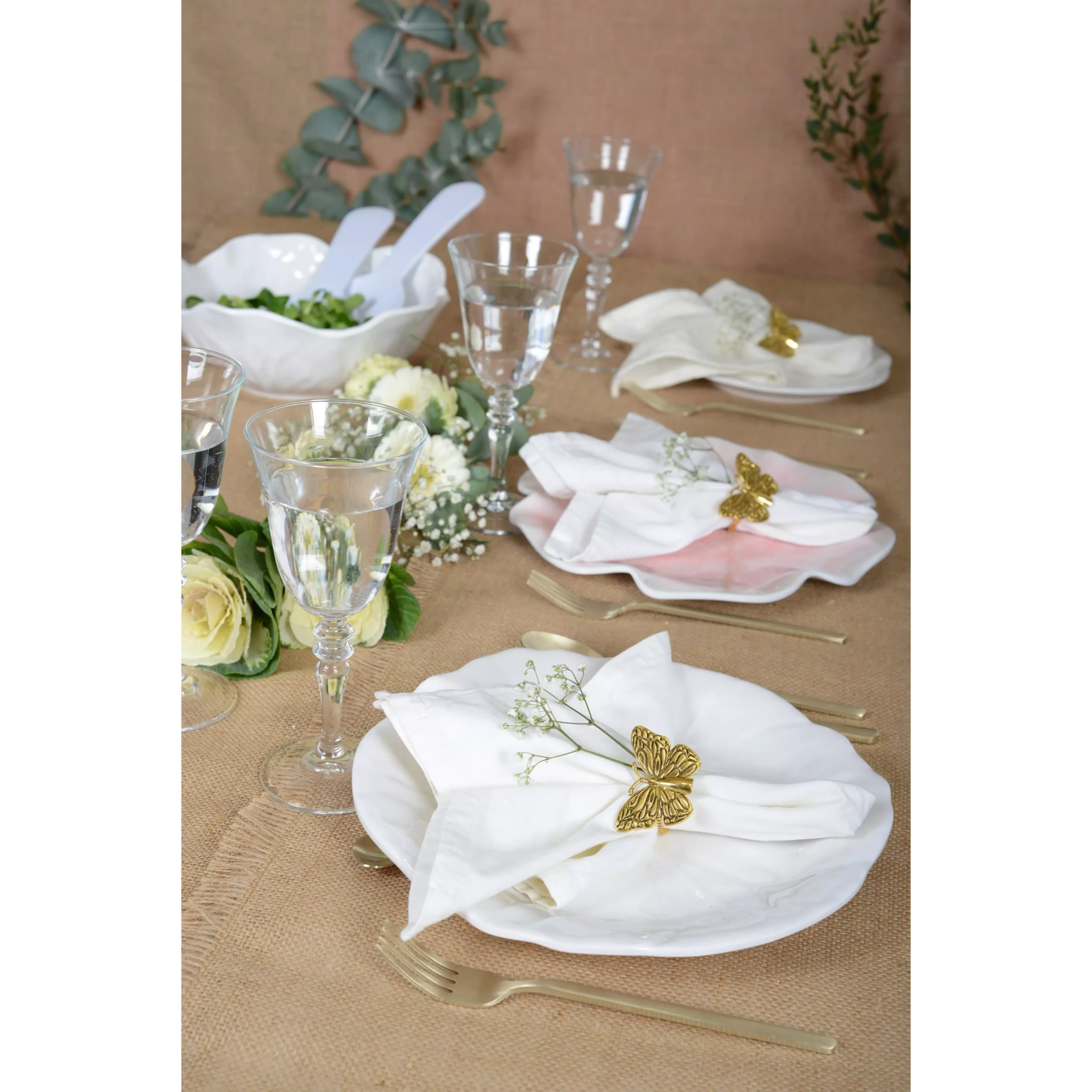 Lot de 6 Assiette plate blanche en mélamine 27x27x2cm