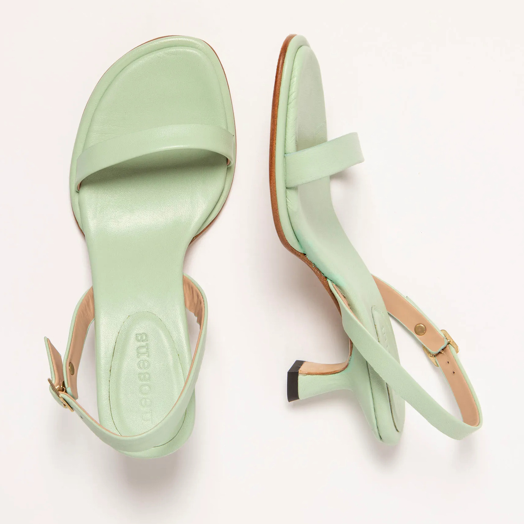 Sandalias con tacón S3164 NAPPA PASTEL GREEN/ GLERA color Pastel green