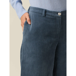Oltre - Pantalones cropped de terciopelo - Light - blue