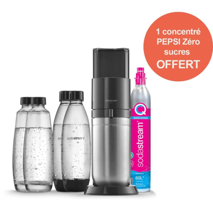 Machine à soda SODASTREAM DUO Noire Pack 2 carafes + 2 bouteilles
