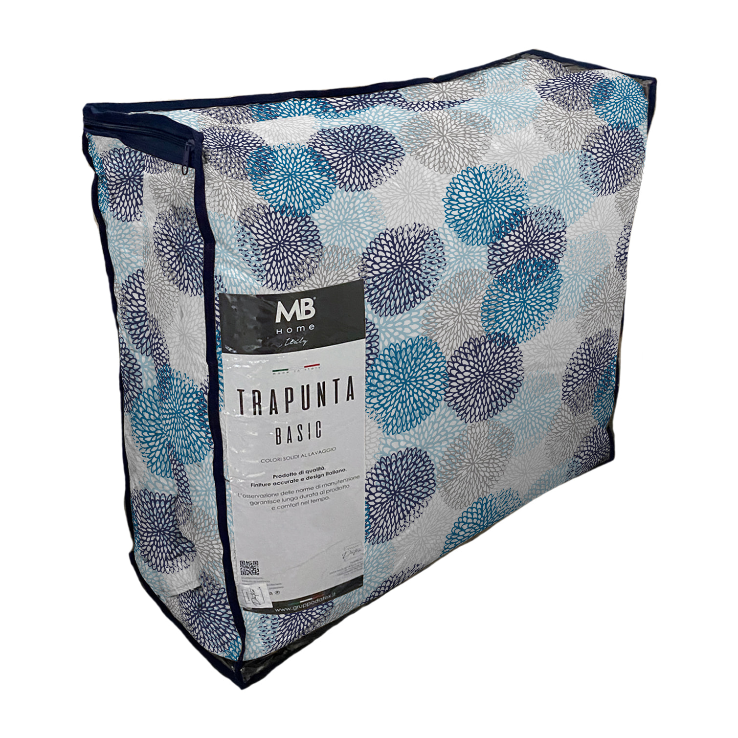TRAPUNTA BASIC INVERNALE STAMPATA MATRIMONIALE, SOFFIONI BLU