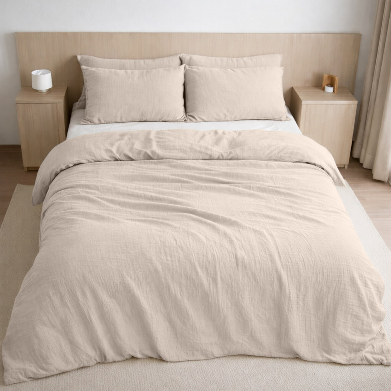 Housse de couette 100% gaze de coton lavé ecru naturel