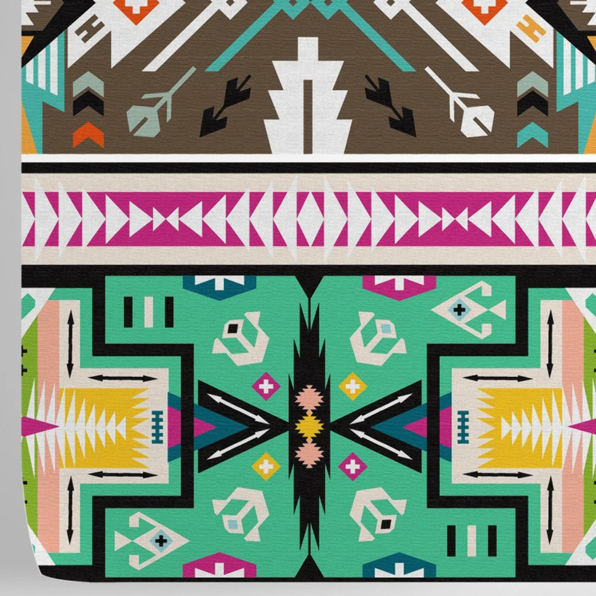 Carta da Parati Azteca Tribale effetto Tappeto bianca e tortora