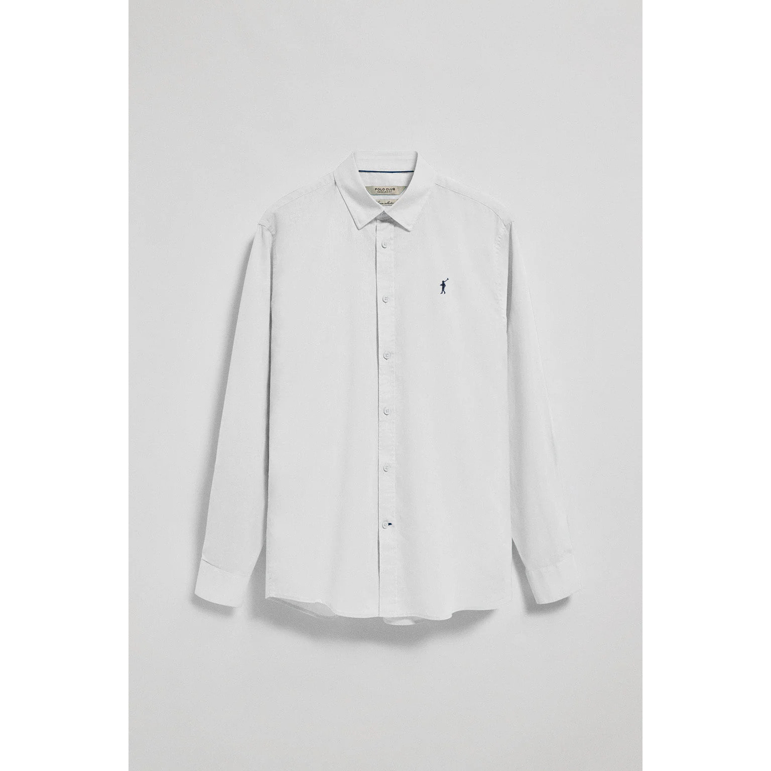Camicia bianca regular in lino-cotone con ricamo Rigby Go