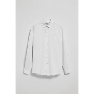Camicia bianca regular in lino-cotone con ricamo Rigby Go