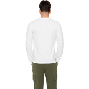 Camiseta de algodón elástico de manga larga con logo grande "Basic" para hombre